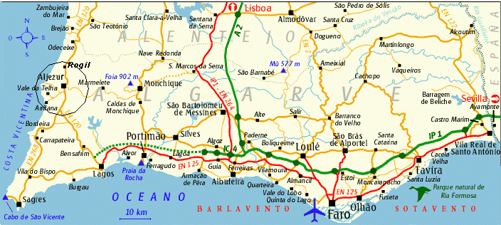 Mapa Do Algarve Portugal